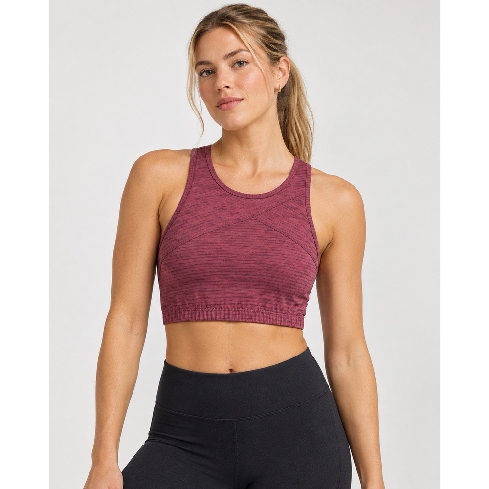 Beyond Yoga Sports Bra XL Burgundy Heathered High Neck Racerback Made USA
